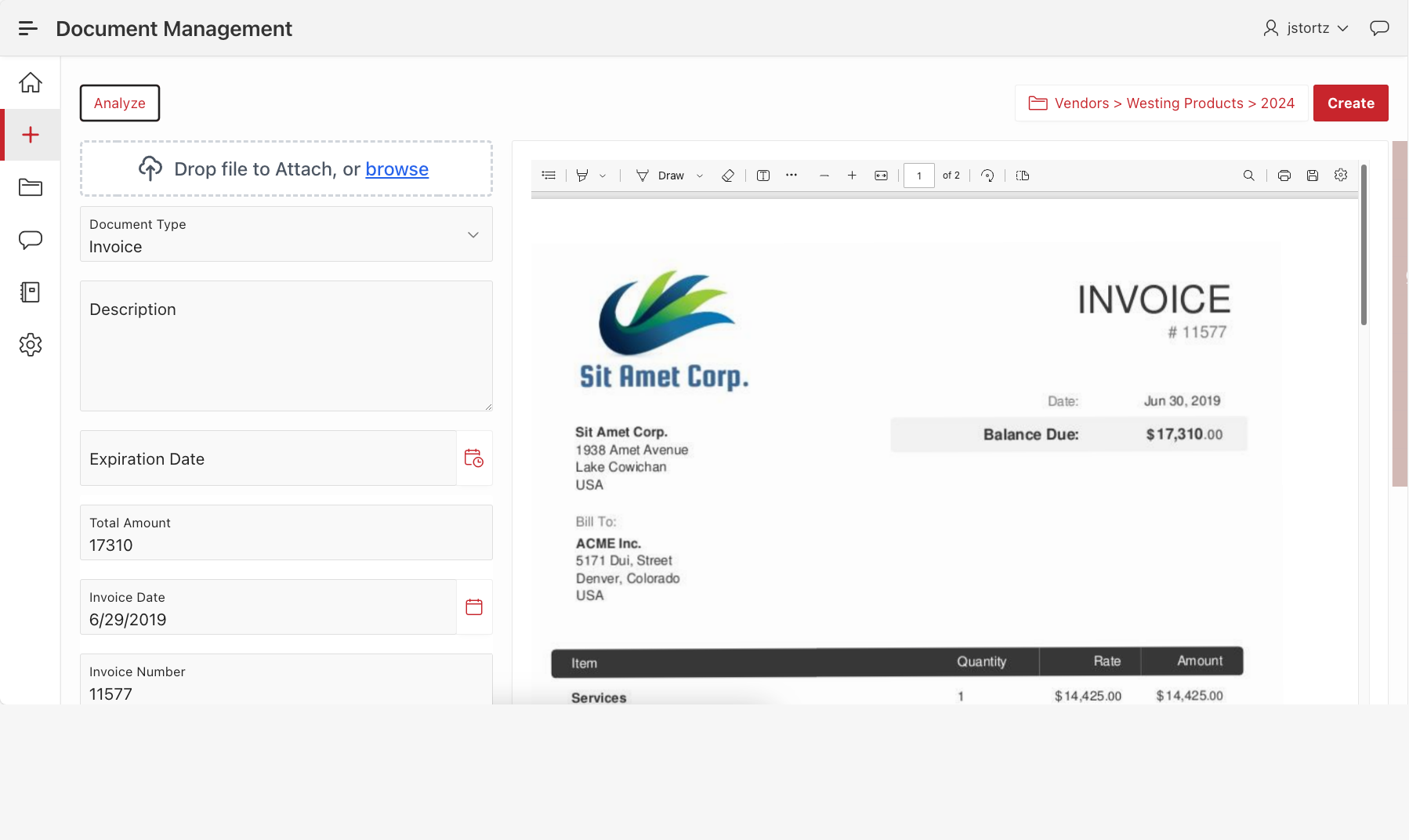 Image of Document Manager UI